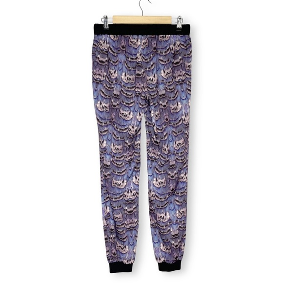 Tibi Ibis Print Jogger Pants Easy Track Pant Purple Feather Joggers Size XS - Picture 5 of 11